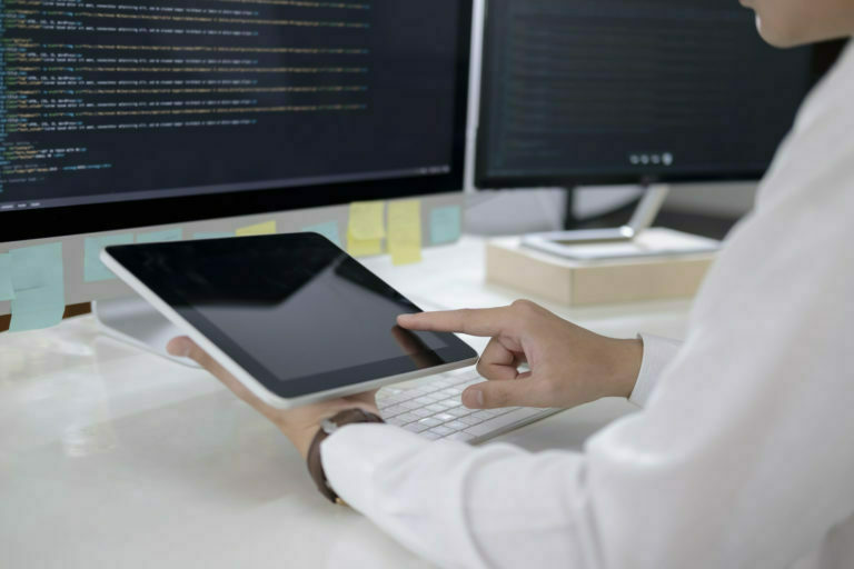 a doctor using a tablet